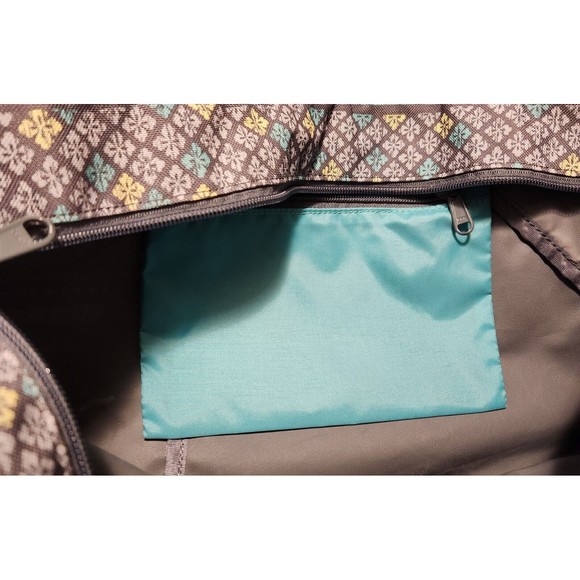 Dakine Layla Tote Bag Green Gray Print Zippered Closure Large 15" X 15" - Picture 5 of 6